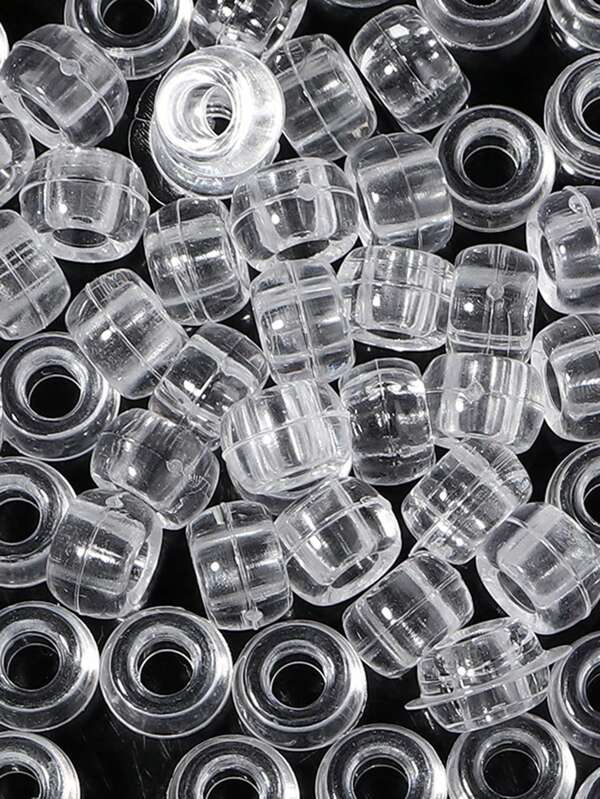 100 Peças Contas de Perfuração Grande Coloridas em Pó de Cebola, Contas Embaciadas de Balde Plástico Transparente, Contas de Pônei para Dreads, Acessórios de Contas para Jóias DIY, Presilhas, Grampos de Cabelo, Pinças de Cabelo, Barras de Cabelo