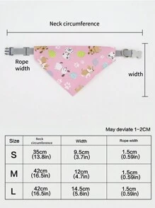 1條卡通圖案寵物三角巾連項圈和口水巾,室內外皆可使用 - 粉色 - 查看 5
