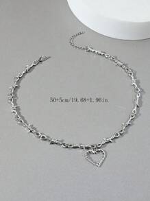 Collar con abalorio de corazón para hombre a la moda y popular, material de aleación de estilo Punk Hip Pop para regalo de joyería y para un aspecto elegante - Plateado - Ver 5