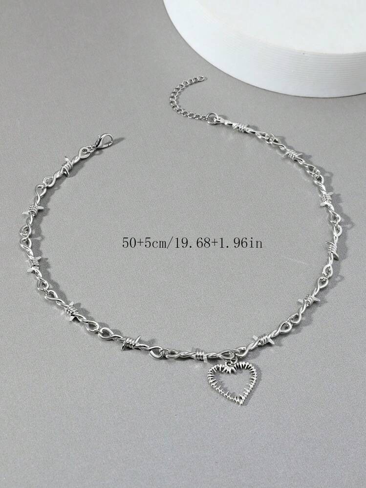 Homme Collier À La Mode Et Populaire À Pendentif Cœur punk Hip Hop Style En Alliage Matériel Pour Vacances Et Pour A Élégant Look - Noir - Voir 5