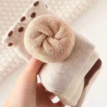 5對/包 秋冬季兒童加厚保暖毛巾袜,可愛小熊設計