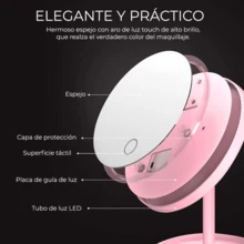 Aro Luz Led 17.5cm Espejo Maquillaje  Portátil - Rosa - Ver 2