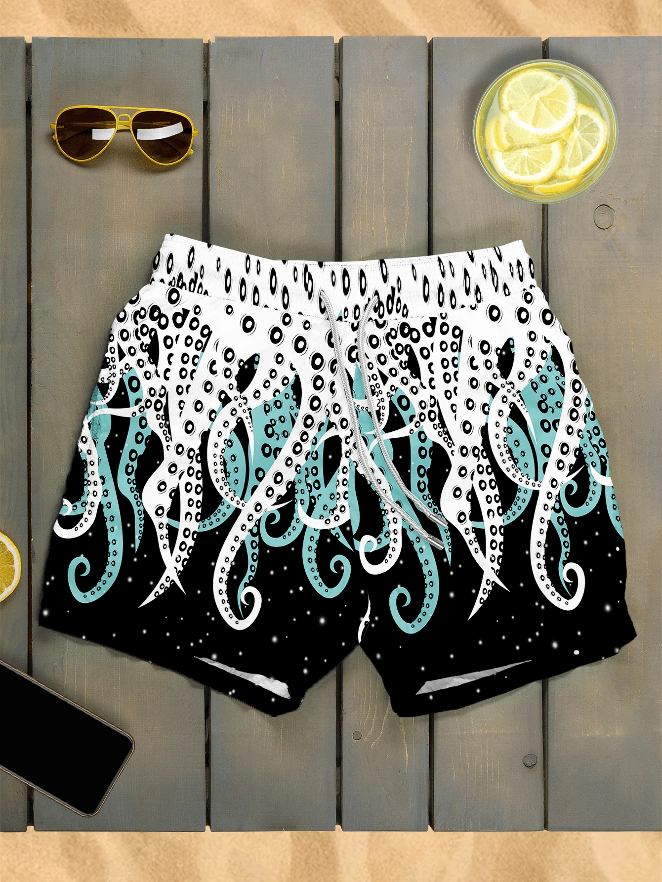 Short Praia Tentáculos Bermuda Moda Praia  SHORT 063 - Multicolorido - Visão 1