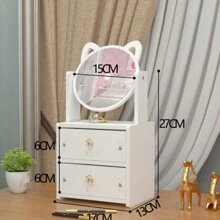 化妝品收納盒,大容量化妝海綿筒,防塵化妝刷存儲盒,雙層桌面抽屜可供家具收納使用 - 白色 - 查看 3