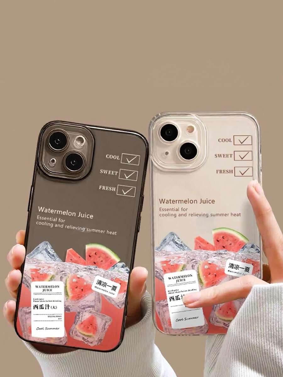 2pcs Couple Style Space Shell Inspired Cartoon Painted Anti-Drop Phone Case Compatible With IPhone - Multicolor - View 1