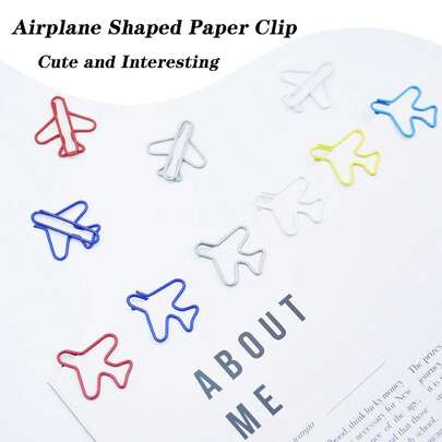 10/30/80pcs Creative Airplane Shaped Paper Clips, Multi-Color Options, Cute Metal Airplane Bookmarks, Suitable For Party Invitations, Student Gifts, Notebooks, Office Supplies, File Organization, Back To School Essentials