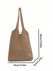 Vacation Crochet Bag For Summer - Khaki - View 6