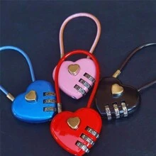 Multi-Functional Smart Heart Lock Zinc Alloy Suitcase Luggage Bag Password Key Anti-Theft Lock TSA Set Your Own Combination Luggage Lock TSA Approved Lock For Luggage Backpacks Gym Lockers Travel Essentials Portable For Dorm School Supplies For Travel Backpack Travel Bag Luggage Suitcase Travel Gear Gym Equipment Valentines - Black - View 2