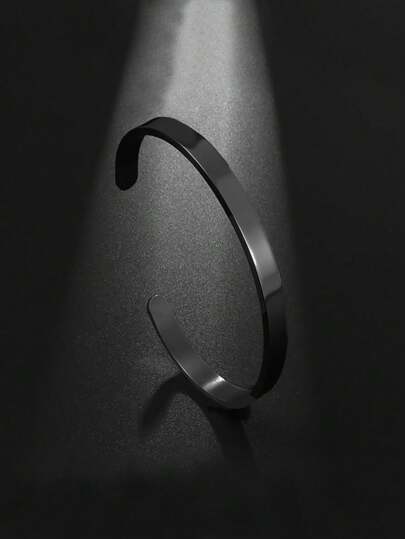 1pc Fashion Stainless Steel Minimalist Cuff Bangle For Men For Daily Decoration