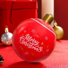 1pc Inflatable Red Christmas Balloon Pvc Party & Gathering Decoration Props, Outdoor Courtyard Decoration Ornament, Christmas Decor - Red - View 1
