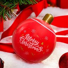 1pc Inflatable Red Christmas Balloon Pvc Party & Gathering Decoration Props, Outdoor Courtyard Decoration Ornament, Christmas Decor - Red - View 2