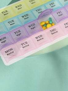 28格自助七天藥盒,可攜式存儲盒,維生素油箱組織器和旅行用持有人 - 彩色 - 查看 2