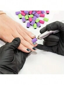 1套美甲工具包括紫外線凝膠油彩移除劑、美甲修甲片、磨光砂輪和砂帶砂頭 - 彩色 - 查看 5