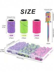 1套美甲工具包括紫外線凝膠油彩移除劑、美甲修甲片、磨光砂輪和砂帶砂頭 - 彩色 - 查看 2