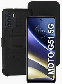 Heavy Duty Case With Clip For Moto G51 5G - Black - View 3