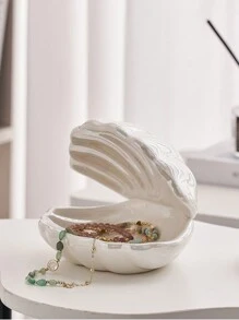 1 Miếng Trắng Vỏ sò Gốm sứ Cái mâm Đối với Đồ trang sức , Chìa khóa , Trang điểm Nhà  Đồ trang trí Đối với , Bàn trang điểm - trắng - Xem 3