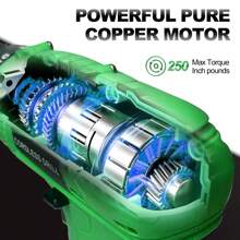 Tegatok 12v無線鑽,螺絲起子一個1500毫安時鋰離子電池和充電器,213英寸磅（24 Nm）,附有可變速和18+1扭力設置,便於穿透木材,陶瓷,石膏板和塑料,適用於家庭裝修和diy。 - 綠色 - 查看 6