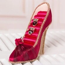 高跟鞋鞋展示架和珠寶收納盒-適用於首飾類收納和高跟鞋展示,聖誕禮品 - 酒紅色 - 查看 1