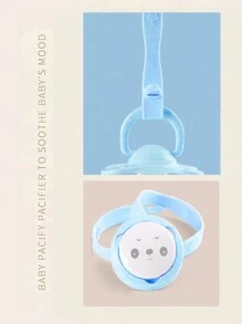 2pcs/Set (1 Storage Box + 1 Anti-Lost Chain, Pacifiers Not Included) Panda Design Cartoon Pacifier Storage Box & Pacifier Clip, For Infants & Toddlers Under 3 Years Old, Portable Dust Proof Set (Pattern Randomly Sent) - Blue - View 6