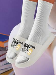 Men's Fashionable Letter Printed Slippers, Suitable For Indoor And Outdoor, At Home, Beach, River Trekking, Water Activities, Breathable, Casual, Thick And Comfortable Sole - Beige - View 4