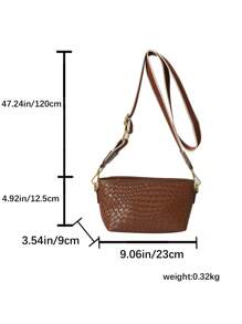 Broadband Crocodile Pattern Simple Fashionable Casual Versatile Large Capacity Crossbody Bag For School, Daily & Work - Brown - View 2