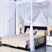 Costway White 4 Corner Post Bed Canopy Mosquito Net Full Queen King Size Netting Bedding