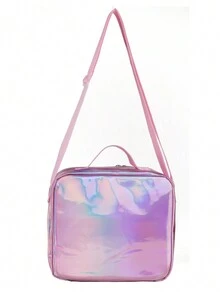 兒童pu雷射人魚午餐盒保溫軟袋小冰箱返校午餐袋,配有可愛的水瓶夾,可重複使用的小型學校和野餐用冷卻袋