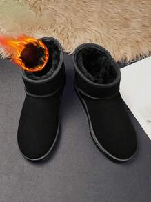 2023男士冬天雪地靴,濃烈香調和舒服的帶長毛絨襯墊,時尚和多用途,防滑短靴,踝靴,戶外休閒鞋,黑色絨面革 - 黑色 - 查看 3