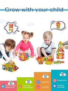 30入組大型磁力積木套裝，中性，DIY磁力建築玩具，隨機顏色，適用於學校、學生、文具、學習用品 - 彩色 - 查看 8