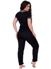 Kit 3 Pijamas Americano Gola V Inverno Amamentação com Botões