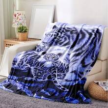 1條可愛老虎印花法蘭絨毯,皮膚友好舒適抱毯,適用於午睡,旅行,沙發,床,辦公室和家居裝飾,男孩,女孩,兒童的生日節日禮物,全季節適用