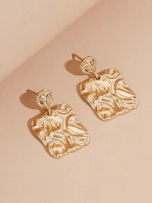 Textured Metal Drop Earrings