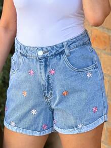 Women Denim Shorts - Medium Wash - View 4