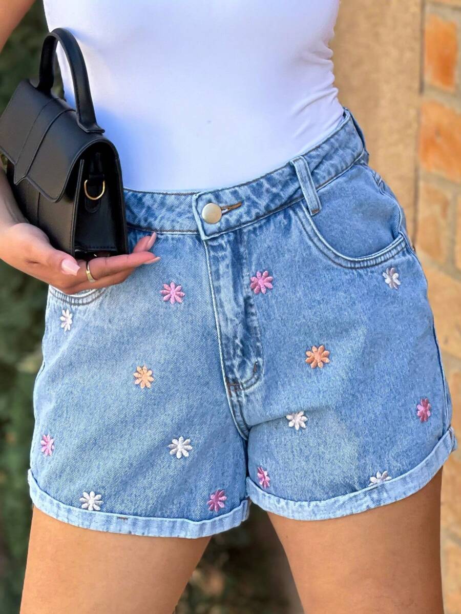 Women Denim Shorts - Medium Wash - View 1