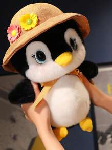 1只可愛的黃色企鵝毛絨玩具,戴著帽子,適合節日、禮品、公司年會和朋友的紀念品 - 黃色 - 查看 9