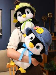 1只可愛的黃色企鵝毛絨玩具,戴著帽子,適合節日、禮品、公司年會和朋友的紀念品 - 黃色 - 查看 2