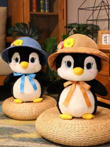 1只可愛的黃色企鵝毛絨玩具,戴著帽子,適合節日、禮品、公司年會和朋友的紀念品 - 黃色 - 查看 3