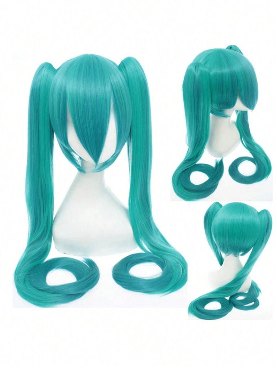Hatsune Teal Cosplay Wig Detachable Pigtails Miku Kawai Anime - Teal Blue - View 1
