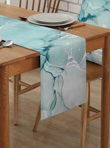 1入組海灘風格圖案亚麻桌子旗適合派對,餐廳,藍色的漸層桌子布,桌子旗,櫥櫃長方桌布 - 綠色 - 查看 1