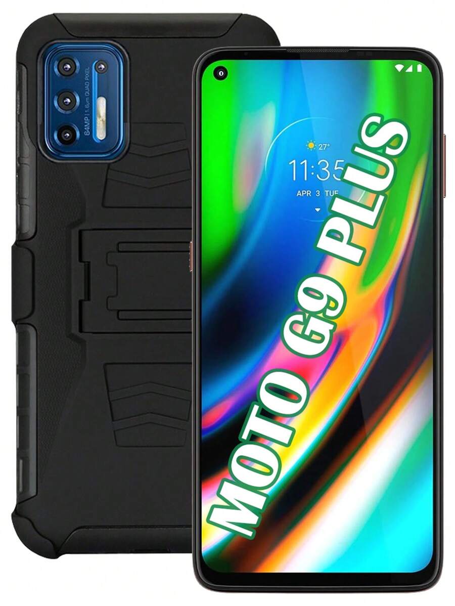 Funda Uso Rudo Con Clip Para Moto G9 Plus - Negro - Ver 1