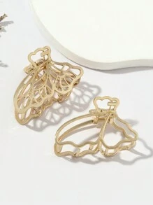 2pcs Women's Small Size Gold Butterfly Claws Hair Clip, Metal Top & Hollow Out Zinc Alloy Clamp Elegant Hair Clips Hair Jaw Clip Hair Clamps Hair Clutch, School Stuff, College Fall Winter Claw Clip Hair Accessories For Women For Vacation Outfits Woman