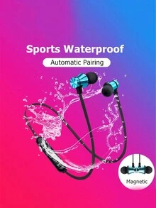 Audífono De Collar Con Botón Para Dentro Del Oído, A Prueba De Agua Y Sudor Para Uso En Deportes Y Oficina - Azul - Ver 4