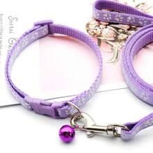 1pc Light Purple Collar And Leash Set With Adjustable Size For Small Pets