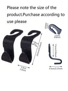 Rhinestone Car Seat Headrest Hook, Hidden Design, Automotive Back Seat Hanger - Black - View 11