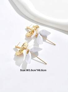 1pair Flower Petal & Leaf Shape Long Earrings, Vintage Style Women's Ear Accessories For Party And Festivals Valentines,Mom,Mother,Mother's Day,Gift