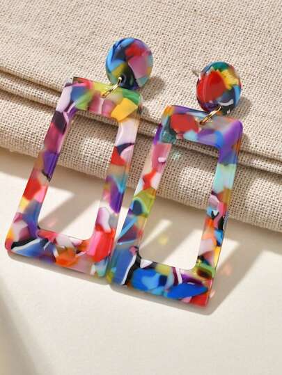 MESTILO 1 Paire De Boucles D'oreilles Pendantes De Forme Trapézoïdale Avec Des Couleurs Macaron Acétate De Bohème Conviennent Pour Un Usage Quotidien Des Femmes