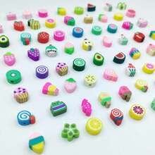 100pcs Fruit Clay Beads-Mixed Candy Polymer Clay Beads Charms for Bracelet Necklace Earrings Jewelry Making Knit - Multicolor - View 2