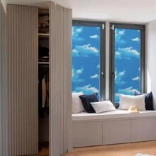 藍色天空和白色雲朵天花板牆紙帶雲朵,天空和星星圖案自黏式可拆卸牆壁畫適用於卡通主題孩子們臥室,客廳,防水,3D模擬天空風景 - 藍白色 - 查看 11