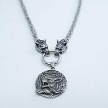 1入組時尚男士不銹鋼狼頭吊墜項鍊,偉大適用於生日禮物和日常穿著