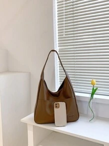 Fashionable Women's Vintage Soft Pu Leather Commuter Tote Bag, Suitable For College Students To Carry To Class, Retro Inspired Bag